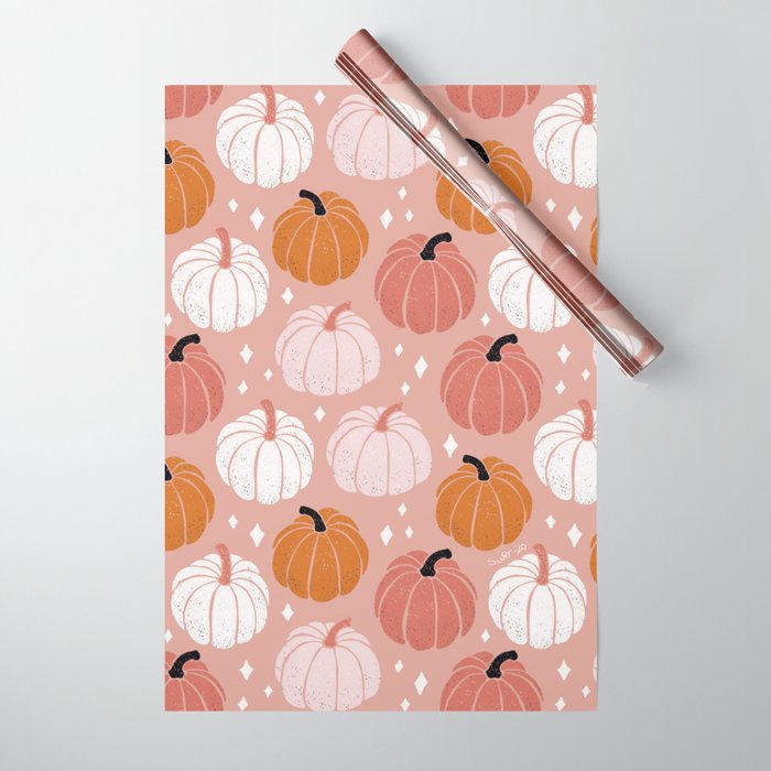 Peachy Pumpkin Wrapping Paper