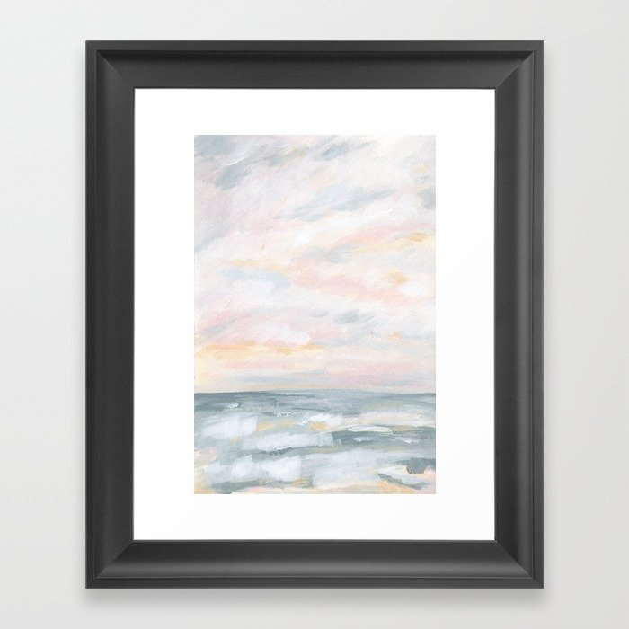 You Are My Sunshine - Gray Pastel Ocean Seascape Framed Art Print