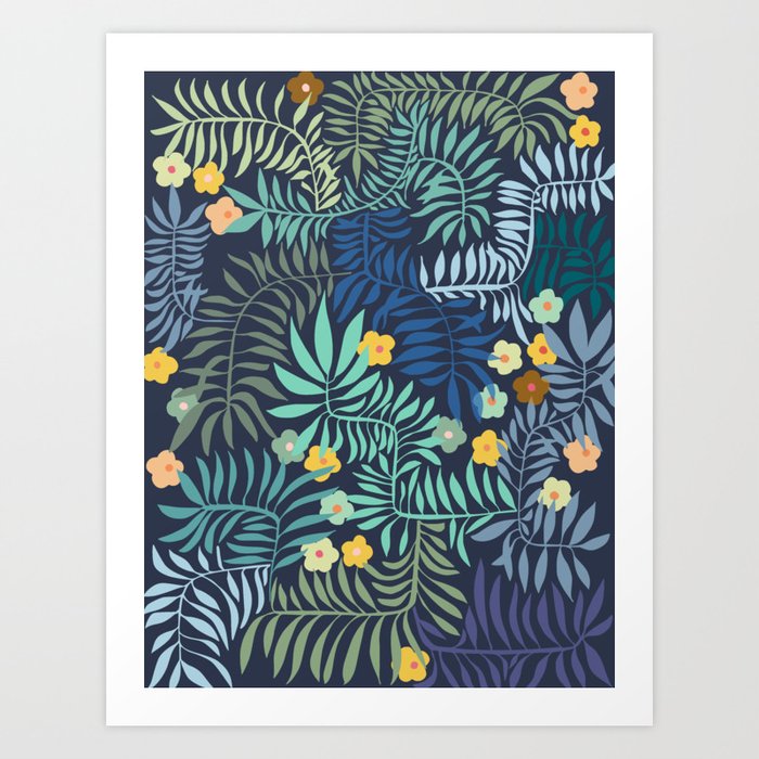 Blue Palm tree leaves Art Print by DESIGN d annick | Society6