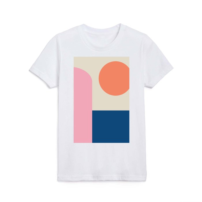 Simple Shapes in Pink, Coral, and Blue Kids T Shirt