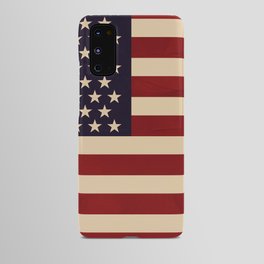American Flag Vintage Americana Red Navy Blue Beige Android Case