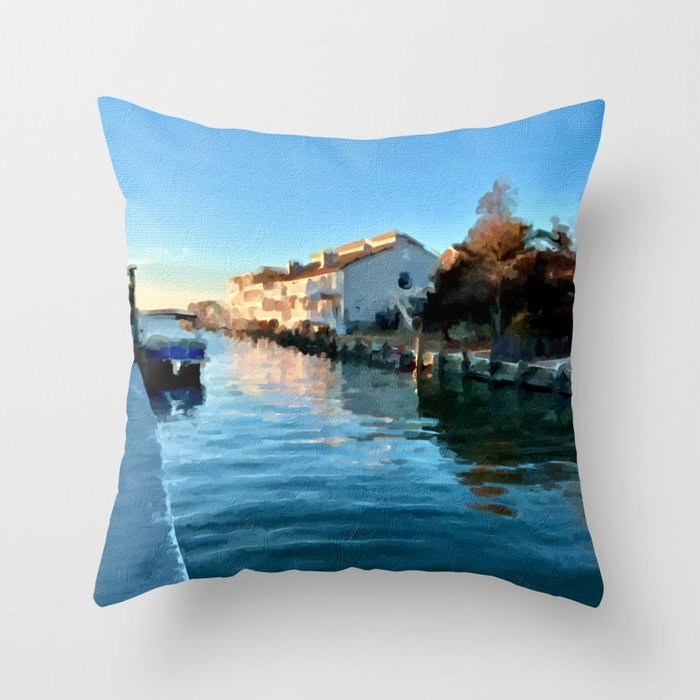 Boat Docks by the Bay Throw Pillow