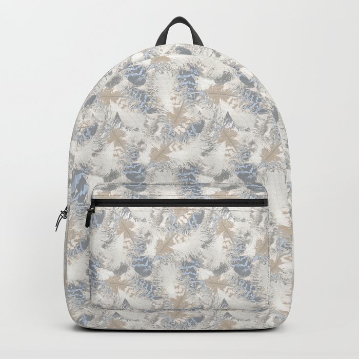 Owls, fashionable, modern, abstract, white, gray, blue, muted , pastel, beige, brown, Backpack