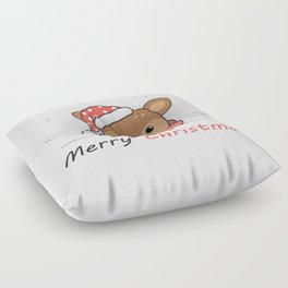 Merry Christmas Deer Snow Greeting Floor Pillow