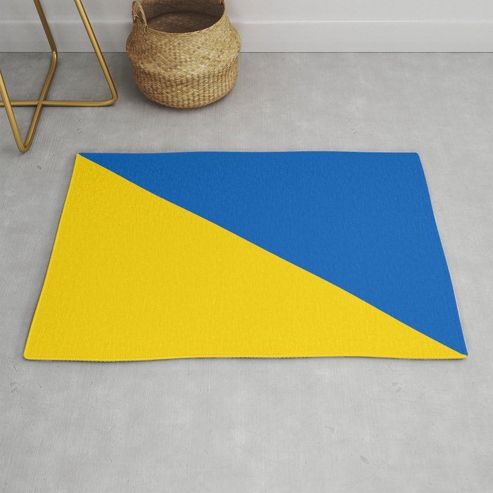 Sapphire and Yellow Solid Shapes Ukraine Flag Colors 4 100 Percent Commission Donated Read Bio Rug
