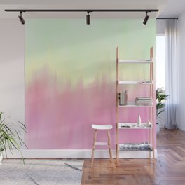 Modern Pastel Pink Lavender Green Watercolor Brushstrokes Ombre Wall Mural