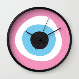 Pink Evil Eye Symbol Wall Clock