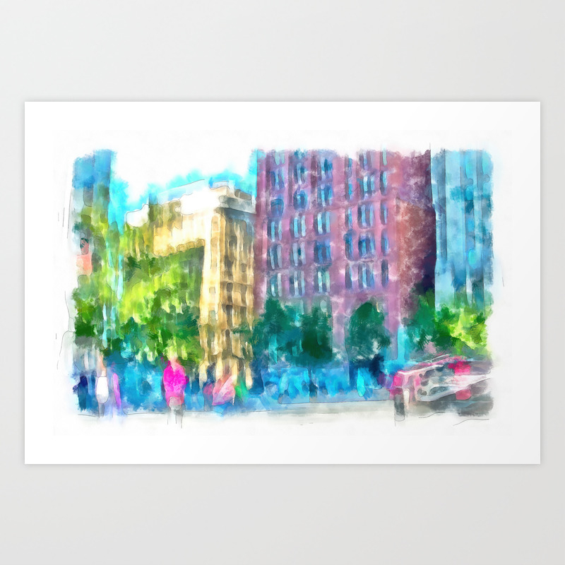 Urban Collection Abstract City Lifestyle Vintage Watercolor