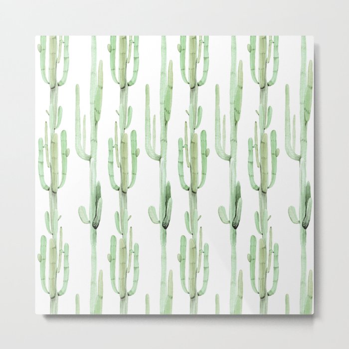 Arizona Wilderness Cactus Green Pattern Metal Print