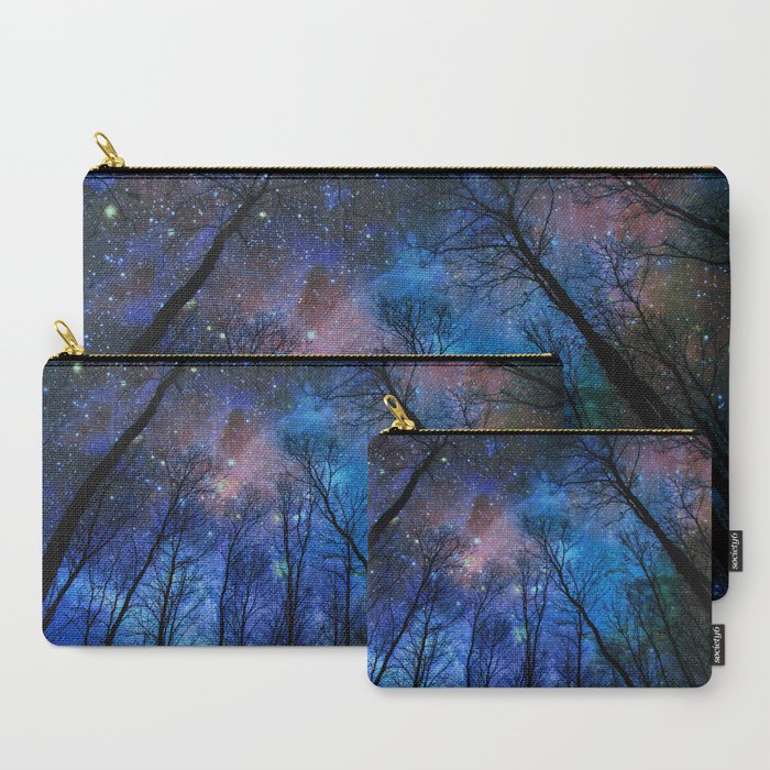 Black Trees Dark Blue Space Carry-All Pouch
