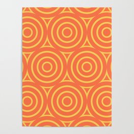 Retro Geometric Gradient Design 447 Orange and Yellow Poster