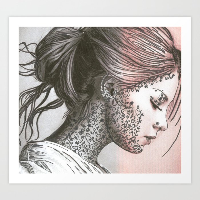 Flower Face Art Print By Kateallison Society6