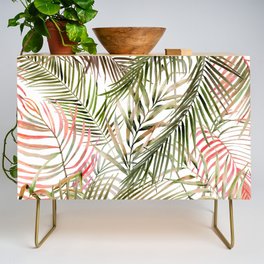 Green and pink palm leaves WLJ Credenza