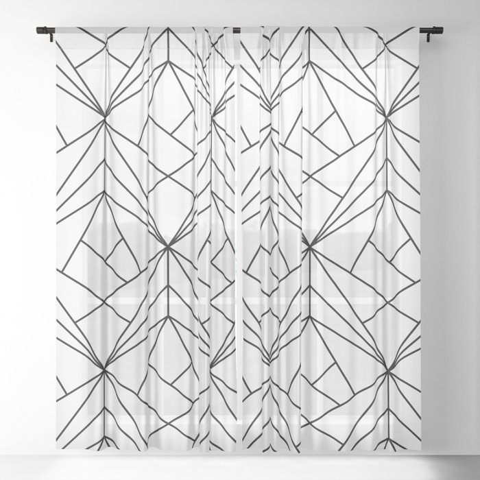 Black and White Geometric Pattern Sheer Curtain by Vic Torys Society6