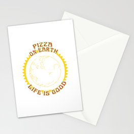 Pizza On Earth Life Is Good Green Environment Tree Earth Day Stationery Card