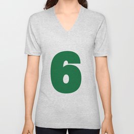 6 (Olive & White Number) V Neck T Shirt