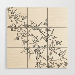 Origami Cranes Linocut Wood Wall Art