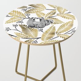 Happy Sloth – Tropical Gold Leaves Side Table