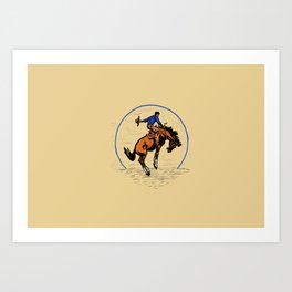Full Moon Bronc & Cowboy Art Print