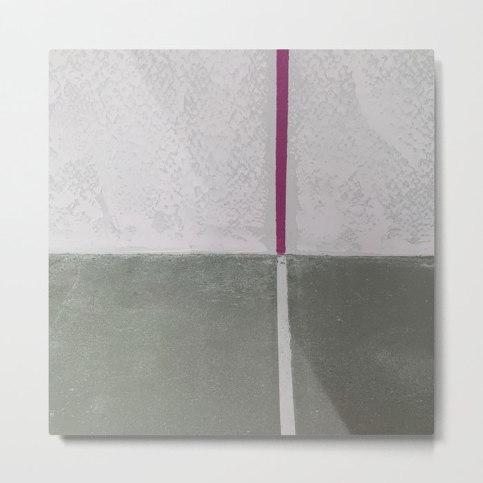 Geometric Gray Pink Green Stripe Colorblock Metal Print
