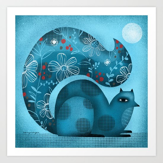 BLUE SQUIRREL Art Print