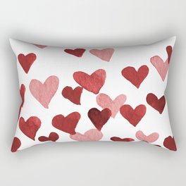 Valentine's Day Watercolor Hearts - red Rectangular Pillow