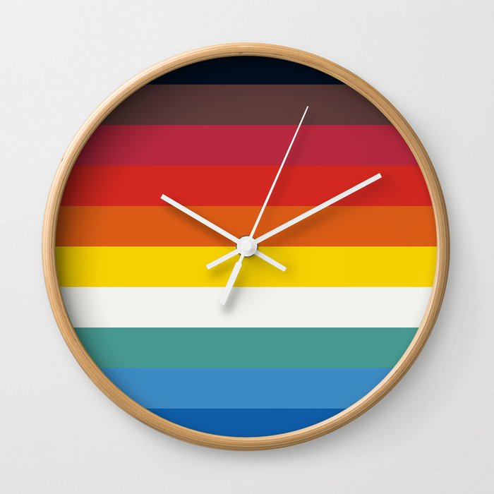 Multicolor Retro Stripes Trickster Wall Clock By Alphaomega