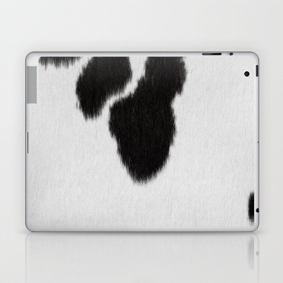 Black Cowhide, Cow Skin Print Pattern, Modern Cowhide Faux Leather Laptop & iPad Skin