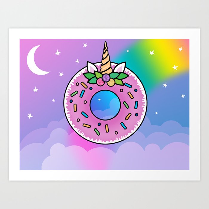 Rainbow Donut Art Print