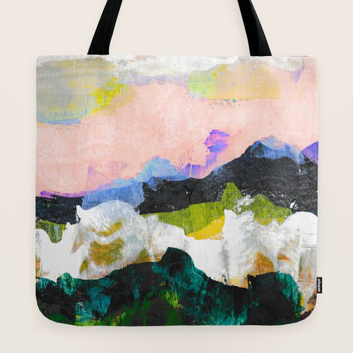 Colorful acrylic paint mountain Tote Bag by