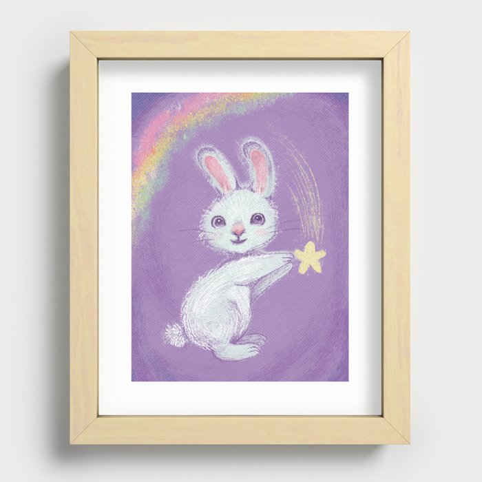 Catch A Falling Star White Rabbit Recessed Framed Print