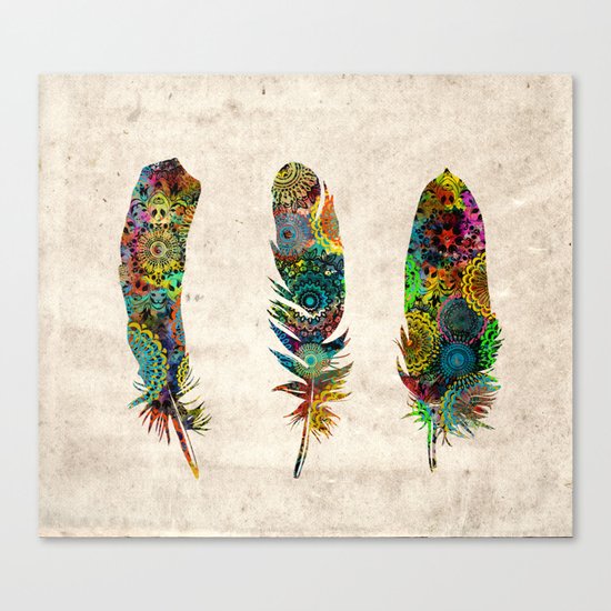 mandala vintage feathers Canvas Print
