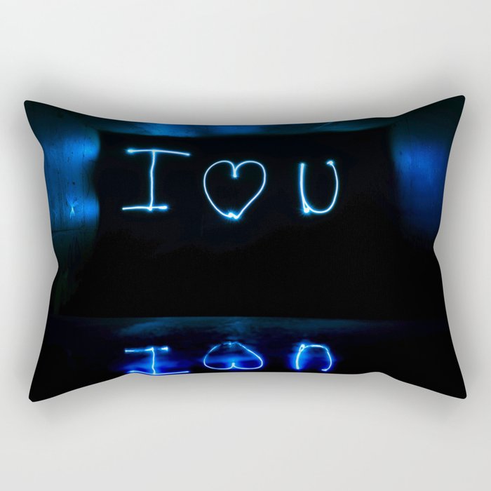 I Love You Reflex I Heart U Black And Blue Picture Handmade Write Rectangular Pillow