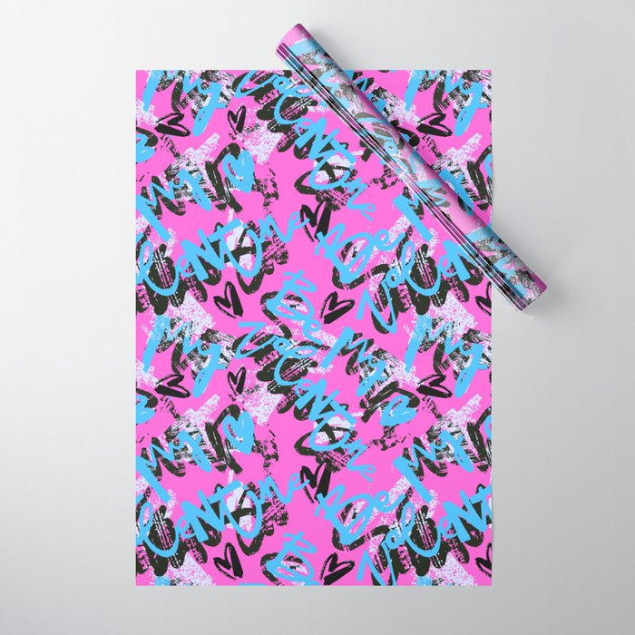 Be my Valentine.Hand drawn seamless typographic style funky t-shirt doodle  Wrapping Paper