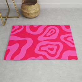 Retro Red Pink Abstract  Area & Throw Rug
