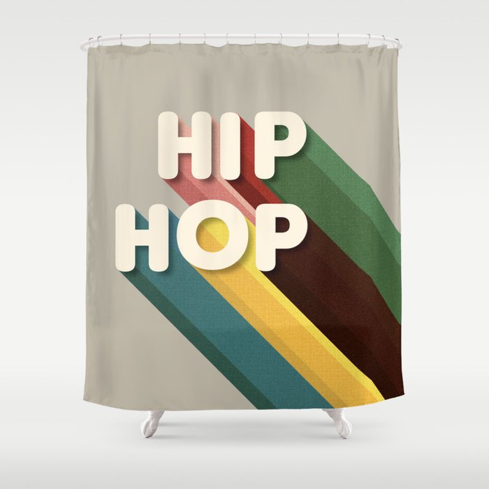 HIP HOP - retro typography Shower Curtain