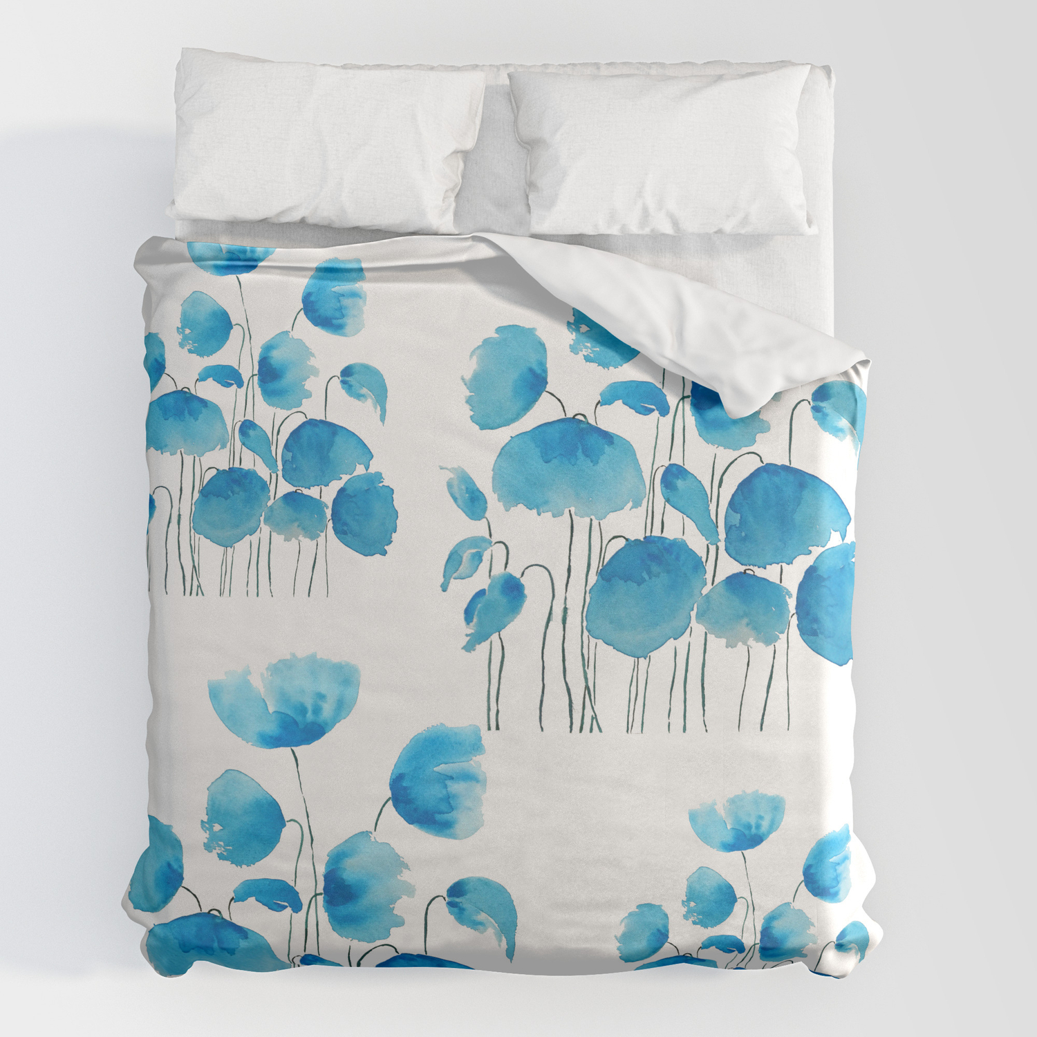 Blue Poppy Field Watercolor Duvet Cover By Color And Color Society6