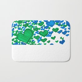 Love Collides - Blue & Green Hearts Bath Mat