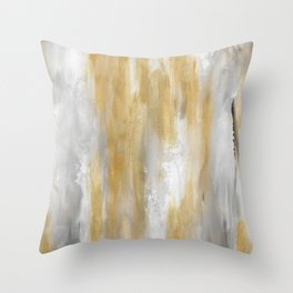Gold and White Abstract Painting Throw Pillow