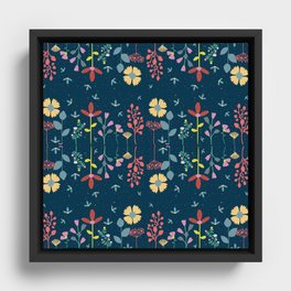 Flowers in the midnight sky Framed Canvas