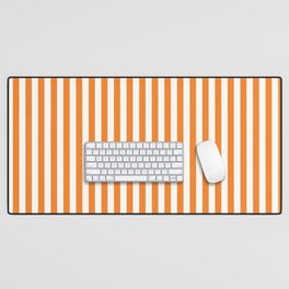Orange and White Stripes Desk Mat