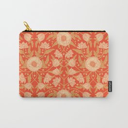 Orange, Cream & Tan Floral Pattern Carry-All Pouch | Repeating, Flowers, Floraldesign, Cream, Orangeflowers, Modern, Orange, Graphicdesign, Floral, Curated 