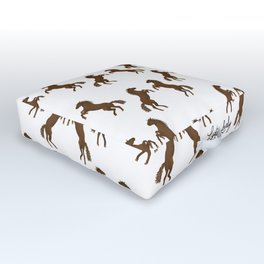 Two Horses Rearing- White/ transparent Background Outdoor Floor Cushion
