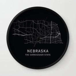Nebraska State Road Map Wall Clock