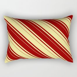 [ Thumbnail: Dark Red & Tan Colored Pattern of Stripes Rectangular Pillow ]