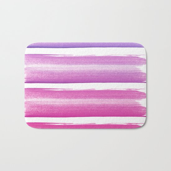 Simply hand-painted pink and magenta stripes on white background 2-Mix and Match Bath Mat