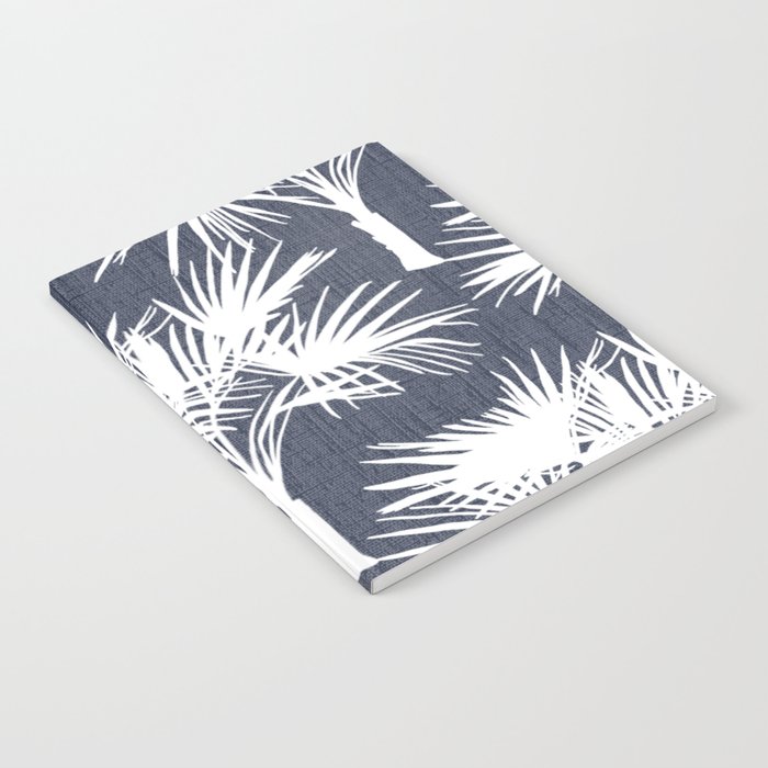 Palm Trees Retro Tropical White on Navy Notebook