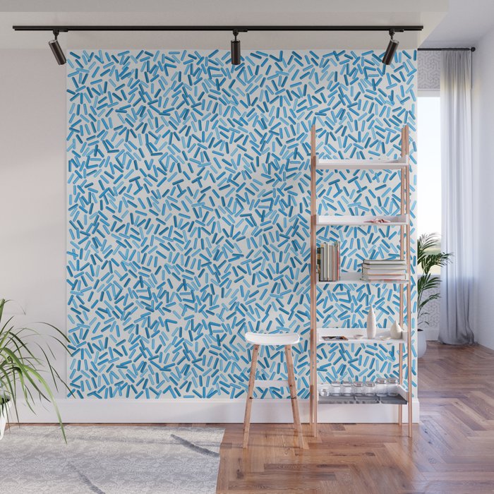 Beautiful Blue Sprinkles Pattern Wall Mural