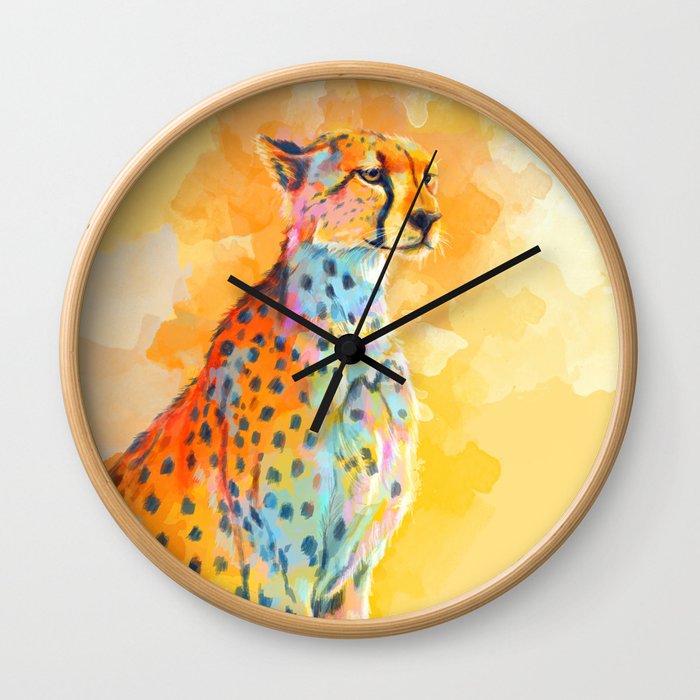 Wild Grace - Cheetah digital painting Wall Clock