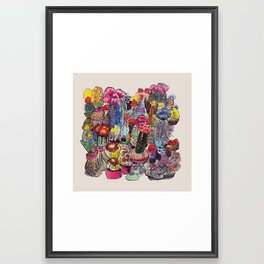 Cactus Etching Framed Art Print